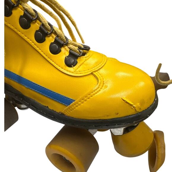 Vintage Makana Roller Skates M10 W11 Yellow with Blue Stripe - Picture 6 of 9